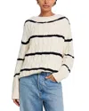 French Connection Mozart Chunky Boat Neck Cable Knit Sweater In Neutral