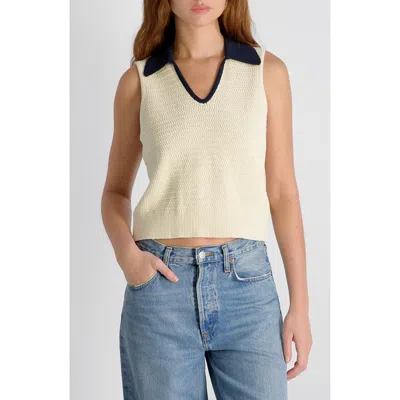 French Connection Mozart Contrast Detail Sleeveless Cotton Sweater In Neutral