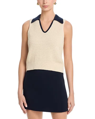 French Connection Mozart Contrast Knit Collared Sweater In Neutral