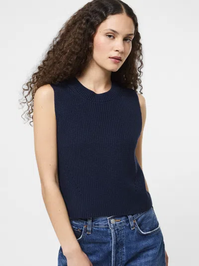French Connection Mozart Crewneck Sleeveless Vest  Knitwear In Blue