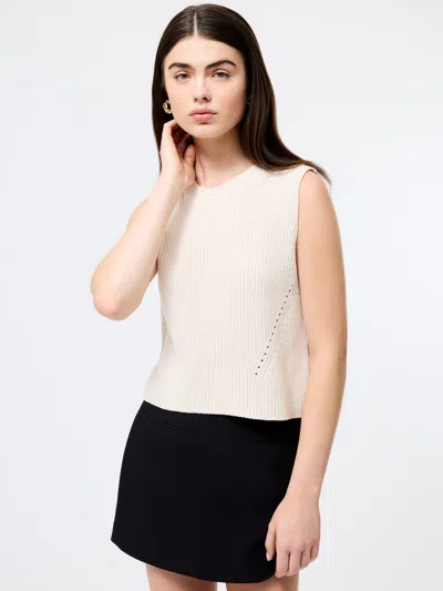 French Connection Mozart Crewneck Sleeveless Vest  Knitwear In White