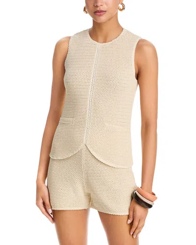 French Connection Mozart Crochet Texture V Neck Vest In Neutral