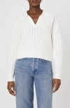 French Connection Mozart Scallop Stitch Polo Sweater In 10-summer White