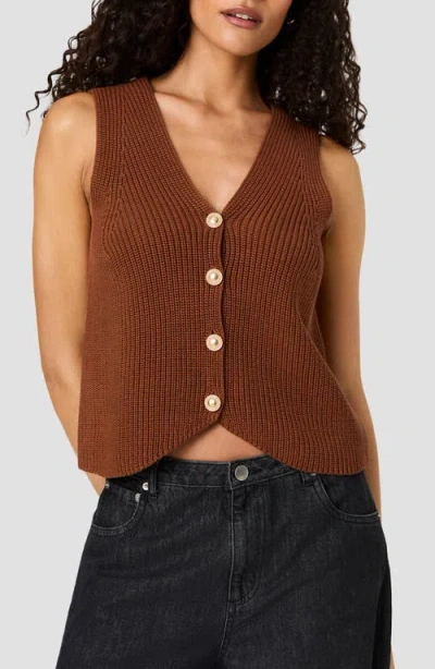 French Connection Mozart Rib V-neck Vest In Brown
