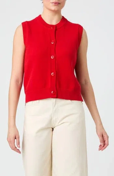 French Connection Mozart Sleeveless Cotton Sweater Vest In Mars Red