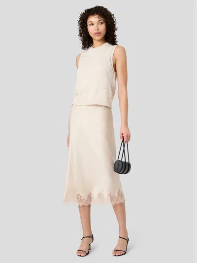 French Connection Mozart Sleeveless Pointelle Border Top In Marine Blue Combo