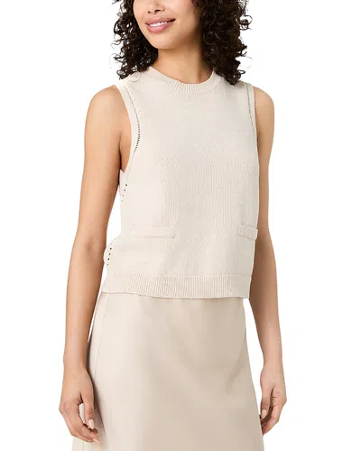 French Connection Mozart Sleeveless Pointelle Border Top In White