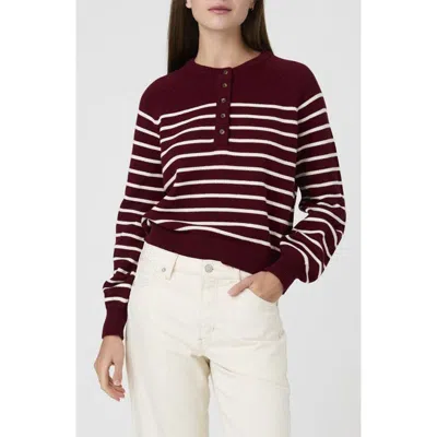 French Connection Mozart Stripe Sweater In Burgandy/ Cream Stripe