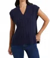 French Connection Mozart V Neck Cap Sleeve Jumper In Duchess Blue In Blue