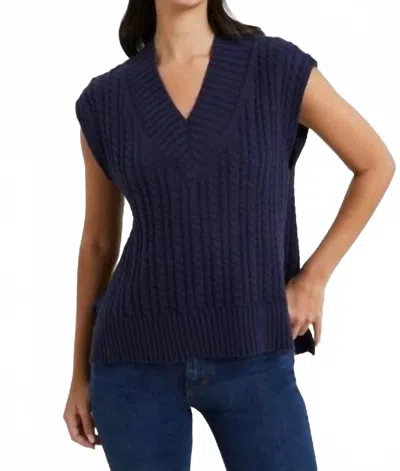 French Connection Mozart V Neck Cap Sleeve Jumper In Duchess Blue