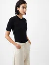 French Connection Mozza Short Sleeve Sweater In Blackout In Black