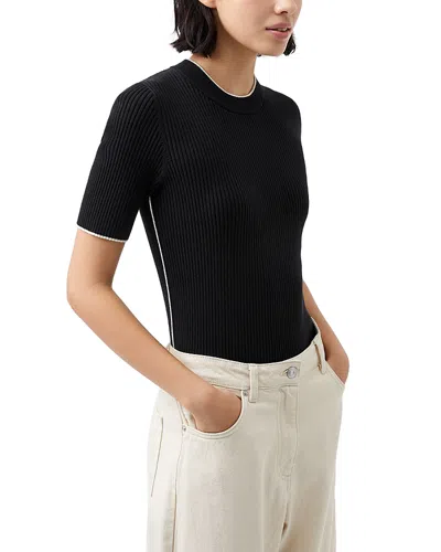 French Connection Mozza Short Sleeve Sweater In Blackout