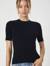 French Connection Mozza Short Sleeve Sweater In Navy