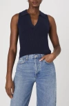 French Connection Mozza Sleeveless Johnny Collar Rib Sweater In Marine