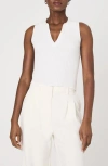 French Connection Mozza Sleeveless Johnny Collar Rib Sweater In White