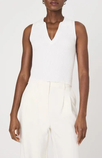 French Connection Mozza Sleeveless Johnny Collar Rib Sweater In White