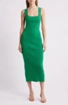 French Connection Mozza Sleeveless Rib Midi Sweater Dress In Green Tambourine