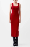 French Connection Mozza Sleeveless Rib Midi Sweater Dress In Wine