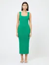 French Connection Cotton Square-neck Dress In Mozza In Green