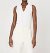 French Connection Mozza Sleeveless Johnny Collar Rib Sweater In White