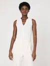 French Connection Mozza Sleeveless Johnny Collar Rib Sweater In White