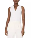 French Connection Mozza Sleeveless Johnny Collar Rib Sweater In White