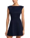French Connection Multi Seam Sateen Mini Dress In Blue