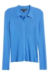 French Connection Nadina Rib Button-up Shirt In Blue