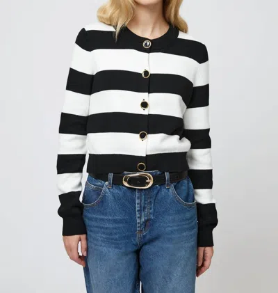 French Connection Nadya Stripe Cardigan In Black/cream