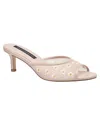 French Connection Nancy Mesh Embroidered Kitten Heel In Brown