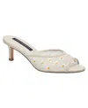 French Connection Nancy Mesh Embroidered Kitten Heel In White