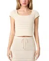French Connection Nellis Open Stitch Short Sleeve Cotton Sweater In Ecru