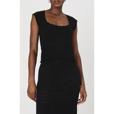 French Connection Nellis Open Stitch Short Sleeve Cotton Sweater In Ecru