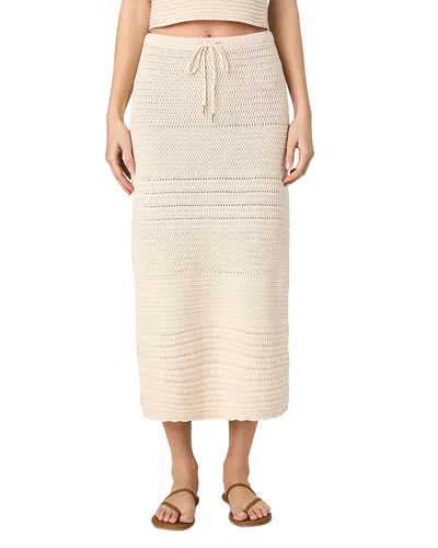 French Connection Nellis Side Slit Crocheted Skirt In Cream