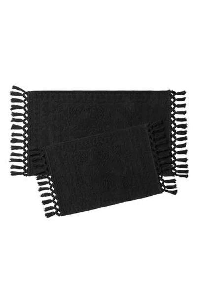 French Connection Nellore Fringe 2-piece Bath Rug In Black