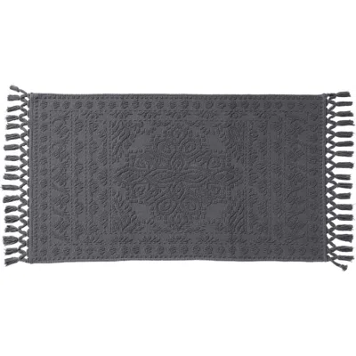 French Connection Nellore Fringe Bath Rug In Gray