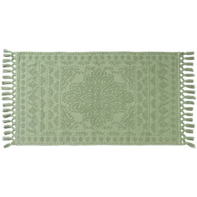 French Connection Nellore Fringe Bath Rug In Green