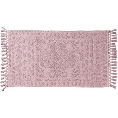 French Connection Nellore Fringe Bath Rug In Pink