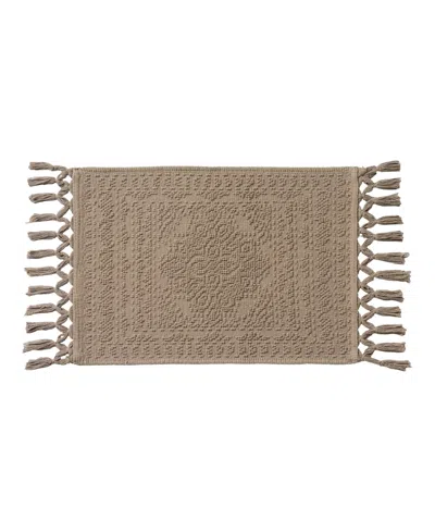 French Connection Nellore Fringe Cotton 17" X 28" Bath Rug In Brown
