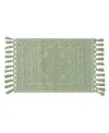 French Connection Nellore Fringe Cotton 17" X 28" Bath Rug In Green