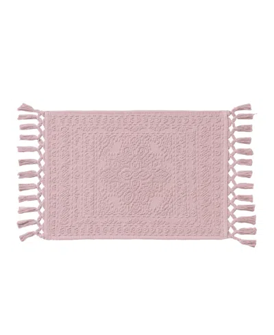 French Connection Nellore Fringe Cotton 17" X 28" Bath Rug In Pink