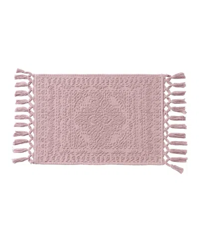French Connection Nellore Fringe Cotton 17" X 28" Bath Rug In Purple