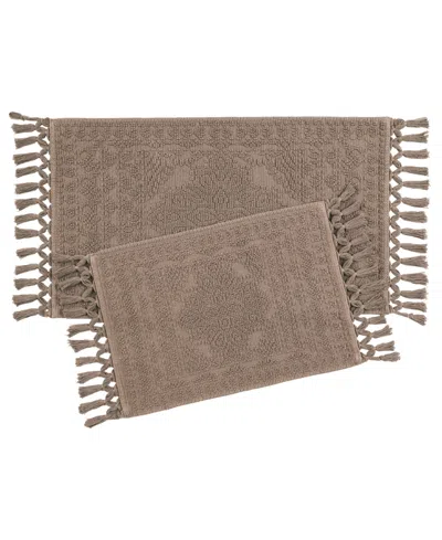 French Connection Nellore Fringe Cotton 2-pc. Bath Rug Set In Brown