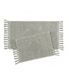 French Connection Nellore Fringe Cotton 2-pc. Bath Rug Set In Gray