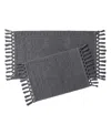 French Connection Nellore Fringe Cotton 2-pc. Bath Rug Set In Gray