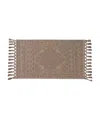 French Connection Nellore Fringe Cotton 20" X 38" Bath Rug In Brown