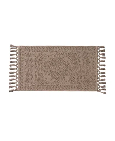 French Connection Nellore Fringe Cotton 20" X 38" Bath Rug In Brown