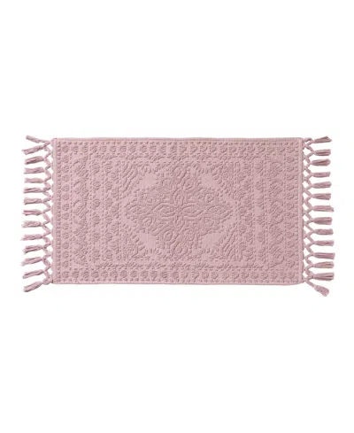 French Connection Nellore Fringe Cotton 20" X 38" Bath Rug In Purple