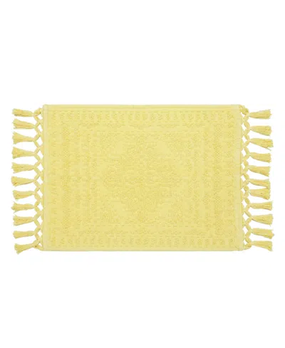 French Connection Nellore Fringe Cotton 20" X 38" Bath Rug In Yellow