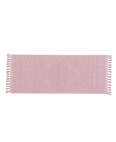 French Connection Nellore Fringe Cotton Bath Rug, 24" X 64" In Pink